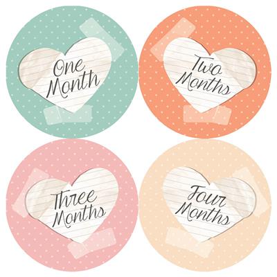 Paper Heart Baby Month Stickers