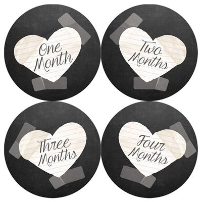 Paper Heart Chalkboard Baby Month Stickers
