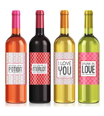 Pattern Valentine Wine Label Set