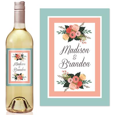 Peach Mint Script Wine Label