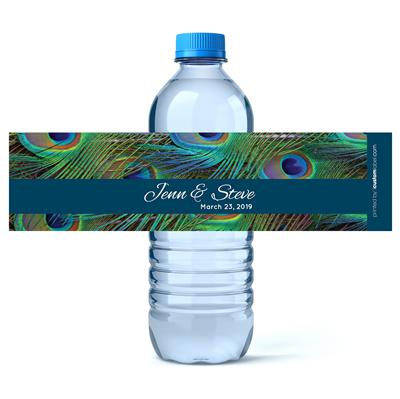 Peacock Feathers Water Bottle Labels