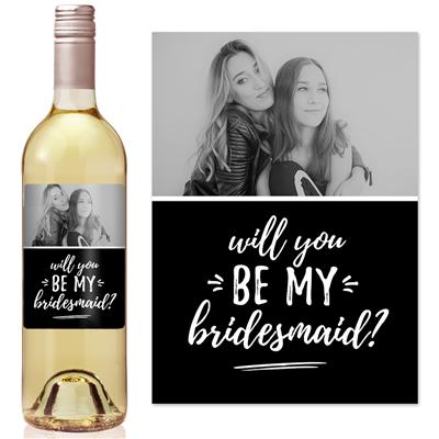 Photo Black And White Bridesmaid Wine Label