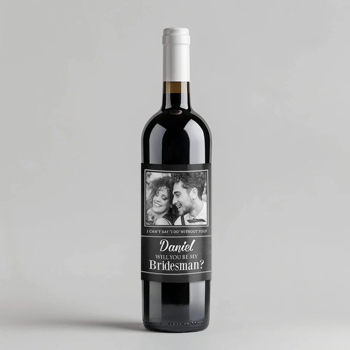 Photo Chalkboard Bridesman Wine Label iCustomLabel