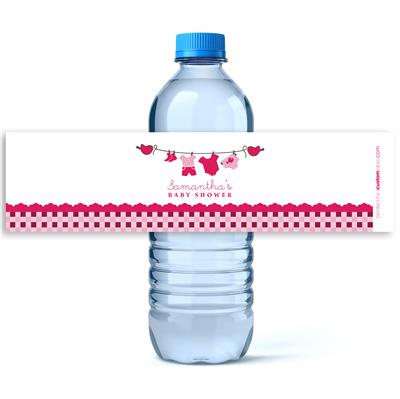 Pink Baby Clothes Water Bottle Labels