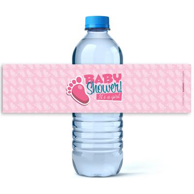 Pink Baby Feet Water Bottle Labels