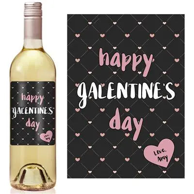 Pink Black Galentine Wine Label