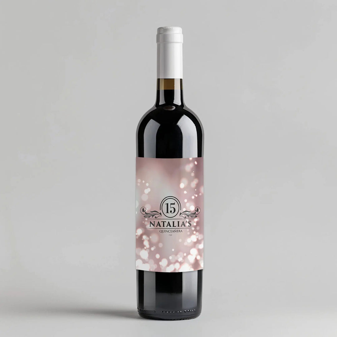 Pink Blush Bokeh Wine Label iCustomLabel