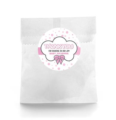 Pink Bow Baby Shower Favor Labels