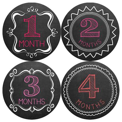 Pink Chalkboard Baby Month Stickers