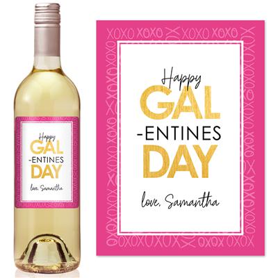 Pink Galentines Day Wine Label