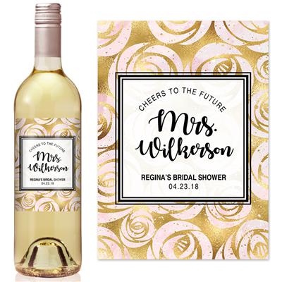 Pink Gold Bridal Shower Wine Label