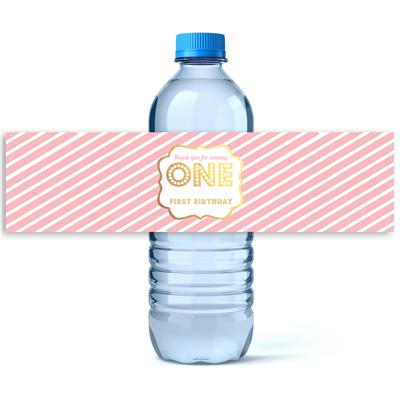 Pink Gold First Water Bottle Labels