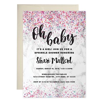 Pink Marble Baby Shower Invitations