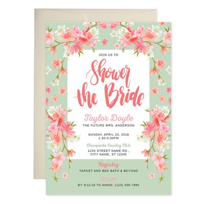 Pink Mint Bridal Shower Invitations