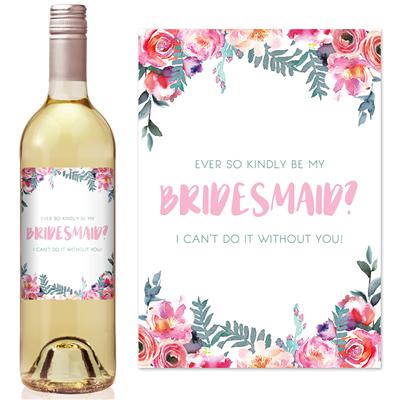 Pink Mint Bridesmaid Wine Label