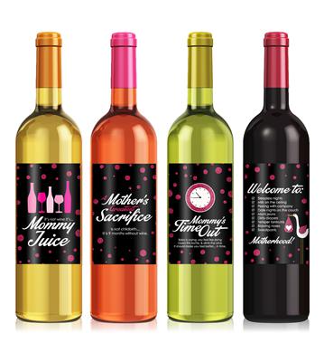 Pink Mommy Wine Label Set