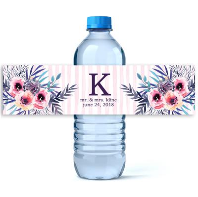 Pink Monogram Water Bottle Labels