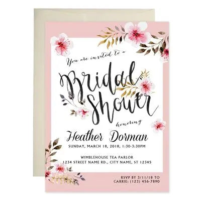 Pink Romantic Bridal Shower Invitations