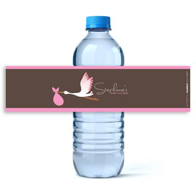 Pink Stork Water Bottle Labels