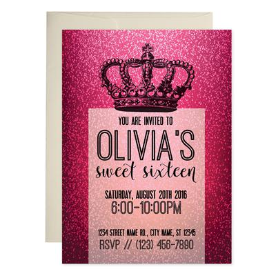 Pink Sweet 16 Birthday Invitations