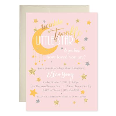 Pink Twinkle Baby Shower Invitations