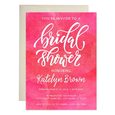 Pink Watercolors Bridal Shower Invitations