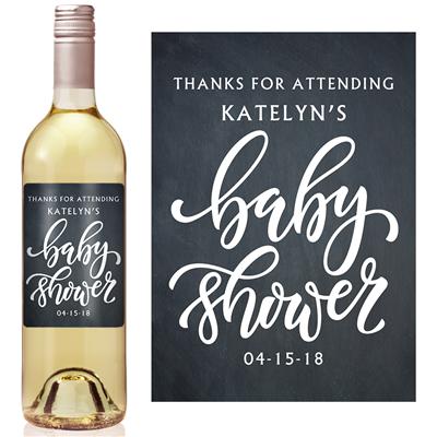 Plain Chalk Baby Shower Wine Label