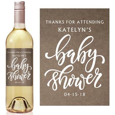 Plain Kraft Baby Shower Wine Label