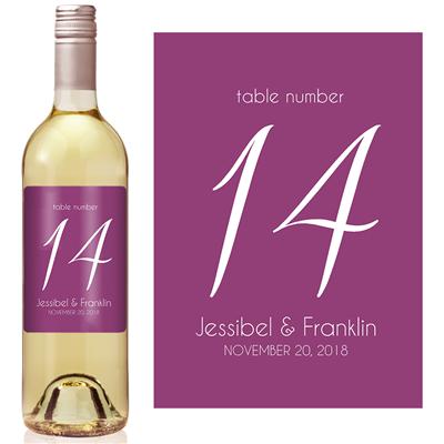 Plum Script Number Table Number Wine Label
