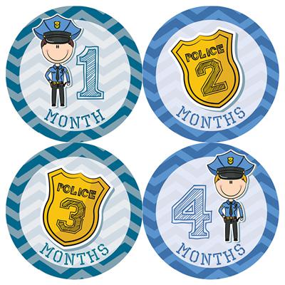 Police Officer Baby Month Stickers
