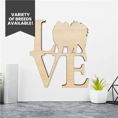 Pomeranian Dog Wood Love Sign