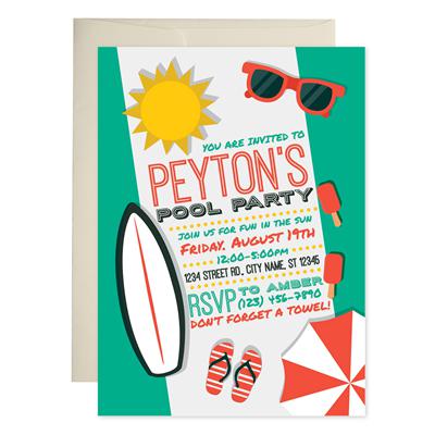 Pool Party Birthday Invitations