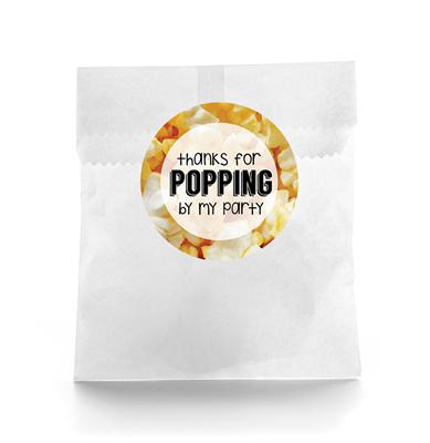 Popcorn Birthday Favor Labels