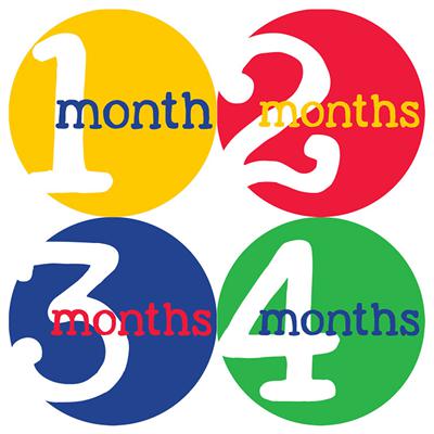 Primary Color Baby Month Stickers