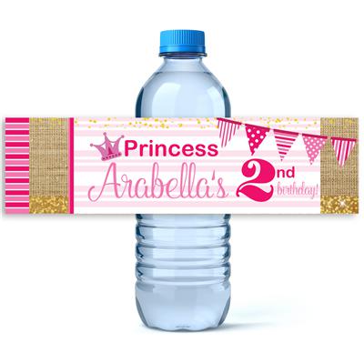 Princess Birthday Water Bottle Labels