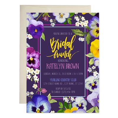 Purple Yellow Bridal Shower Invitations