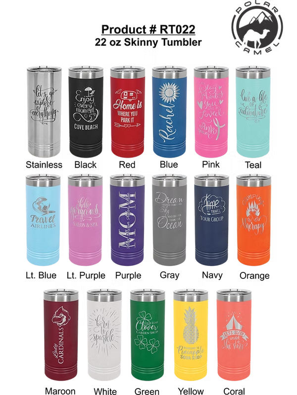 22 oz. Polar Camel Skinny Tumbler with Slider Lid – Stylish Insulated Drinkware Gift