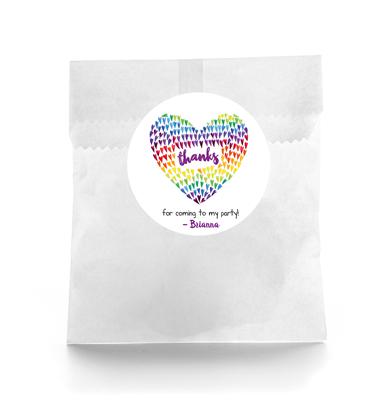 Rainbow Hearts Birthday Favor Labels