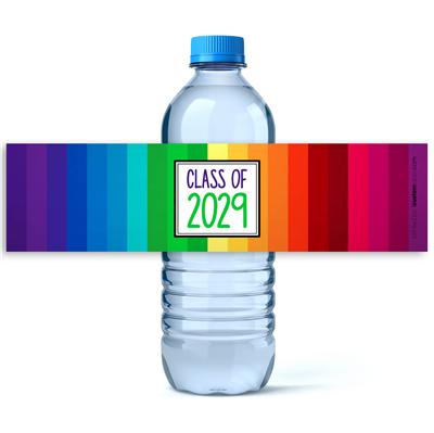 Rainbow Kids Graduation Water Bottle Labels