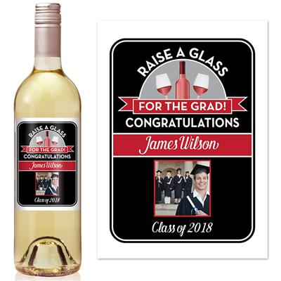 Raise A Glass Black Graduation Wine Label