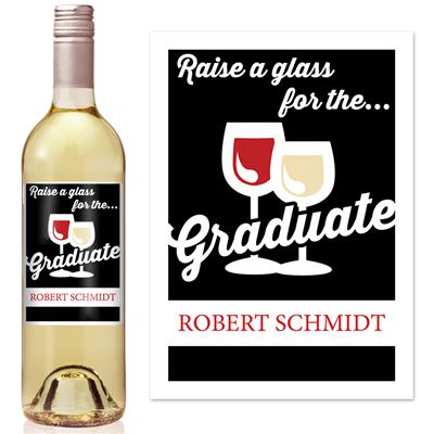 Raise Glass Graduation Wine Label