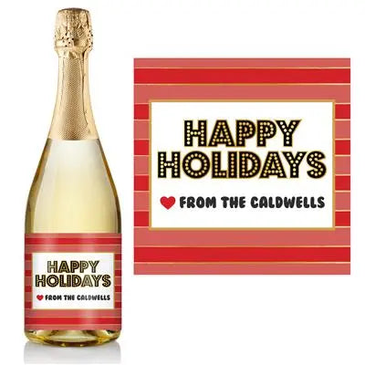 Red Christmas Champagne Label