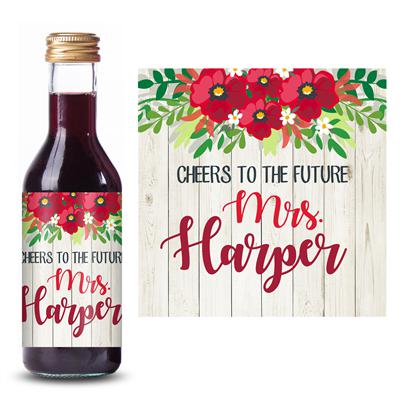 Red Floral Mini Wine Label