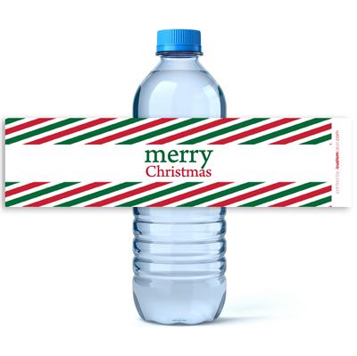 Red Green Stripes Water Bottle Labels