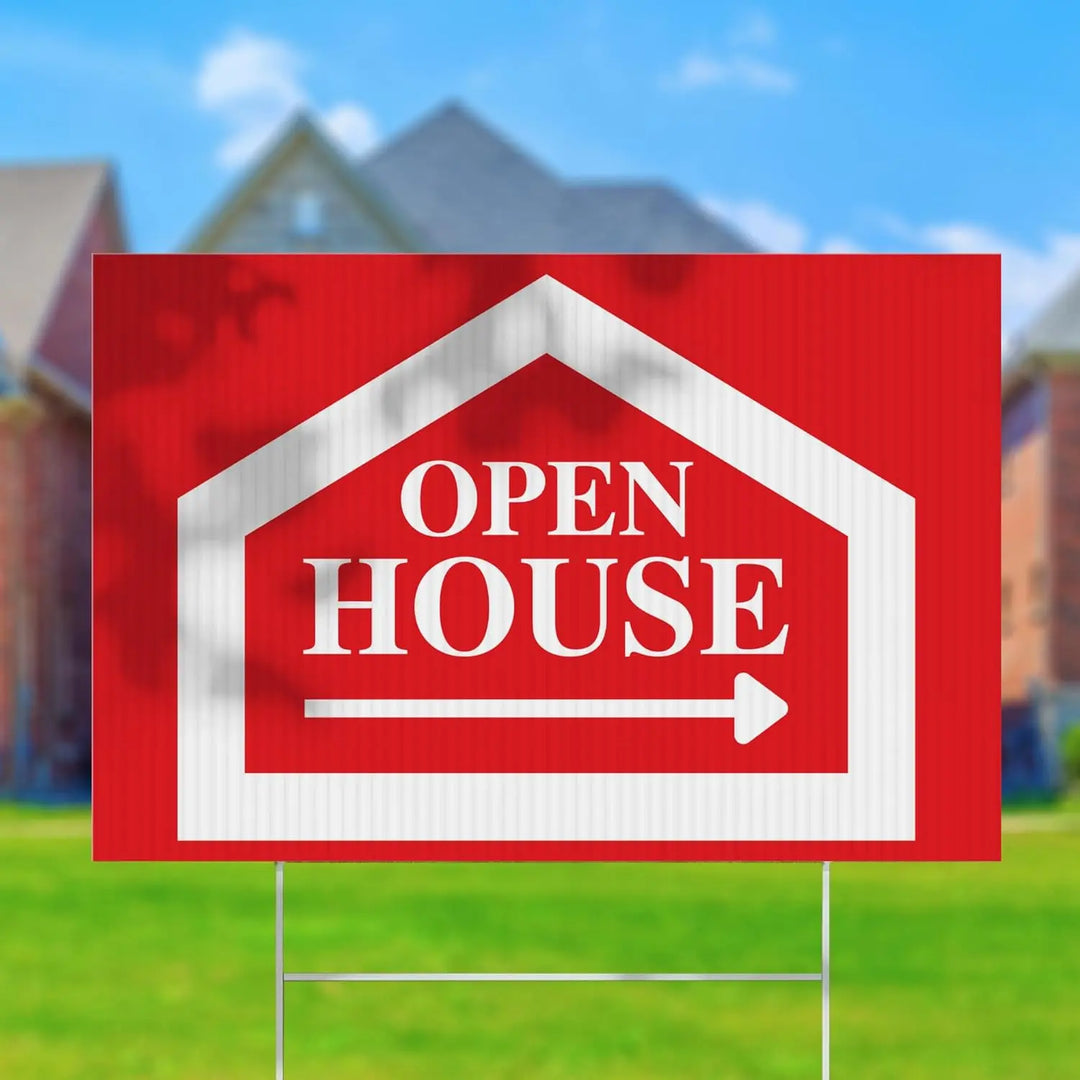 Red Open House Real Estate Yard Signs iCustomLabel