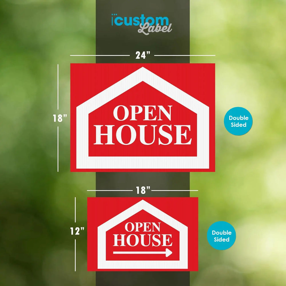 Red Open House Real Estate Yard Signs iCustomLabel