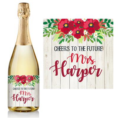 Red Wood Floral Champagne Label