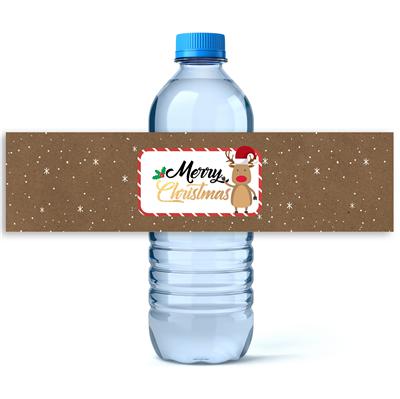 Reindeer Christmas Water Bottle Labels