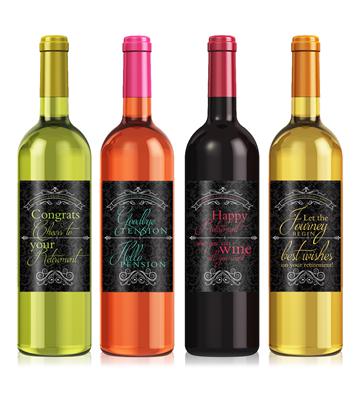 Retirement Damask Wine Label Set