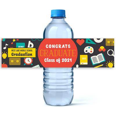 Retro Graduation Water Bottle Labels